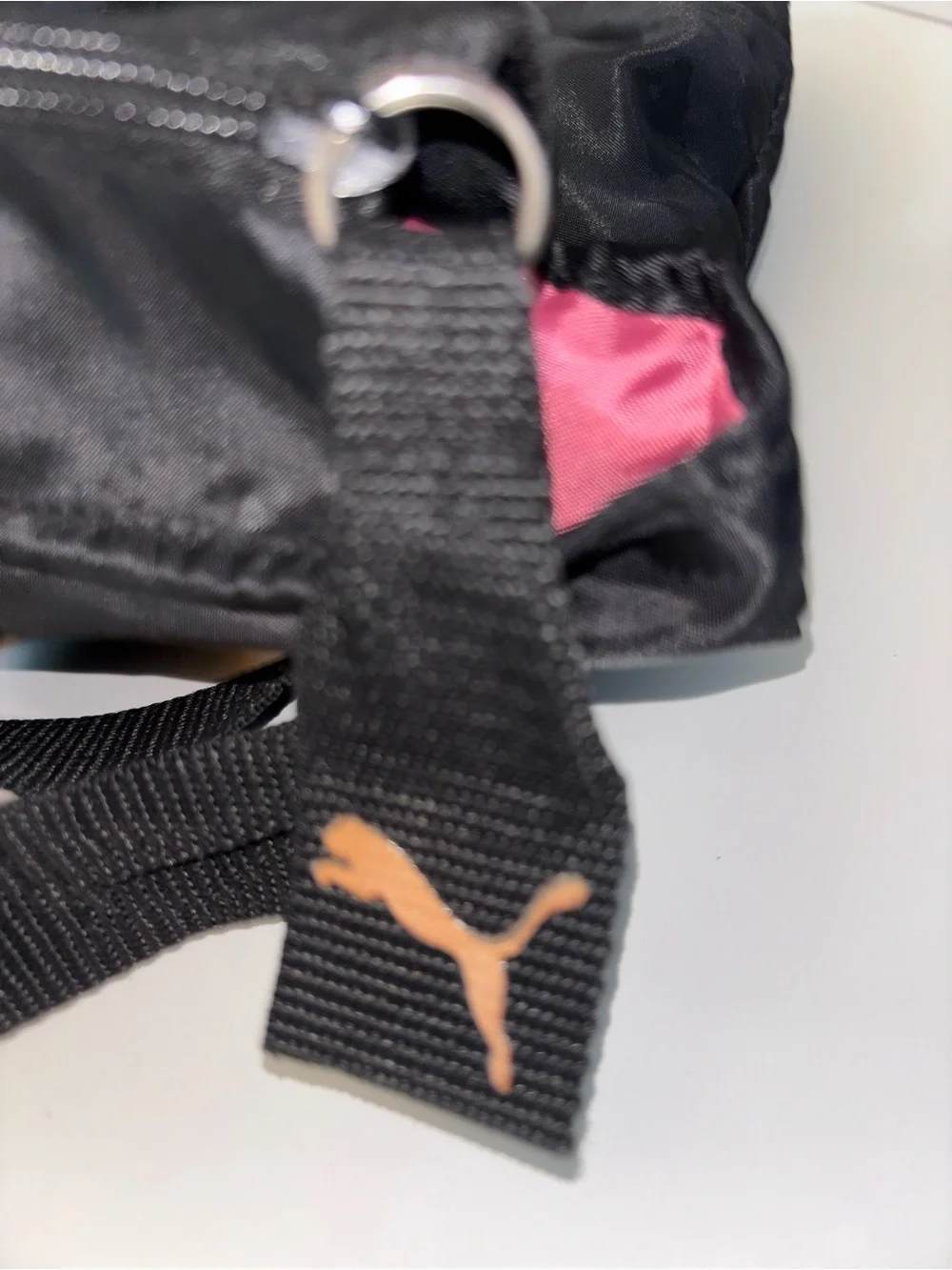 PUMA Black Gym Tote Bag with Rose Gold Logo